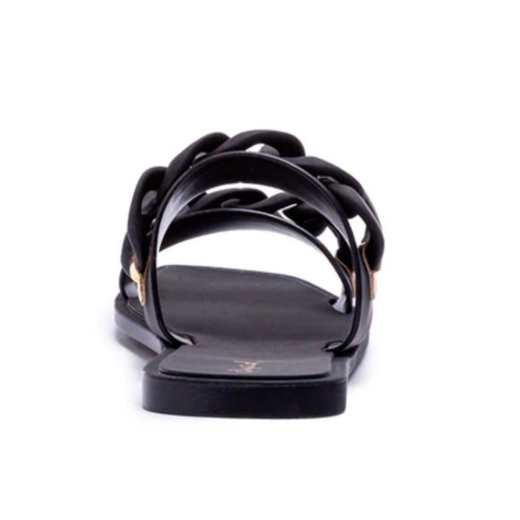 !! NEW !! Jelly Slide Sandals with Chain Detail in Matte Black - Picture 8 of 11